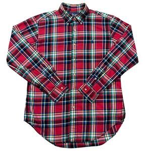 Ralph Lauren Mens Red Multicolor Plaid Long Sleeve Shirt Size Medium